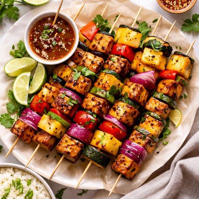 Image of Polynesian Tofu Skewers with Pineapple Veg N Kebabs