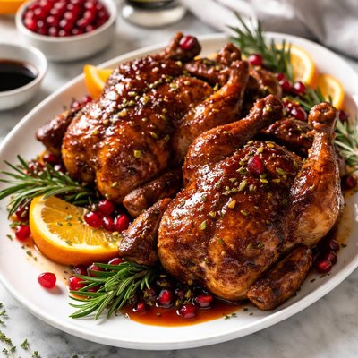 Image of Pomegranate Balsamic Glazed Cornish Game Hens