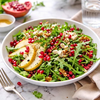 Image of Pomegranate Pear and Arugula Salad