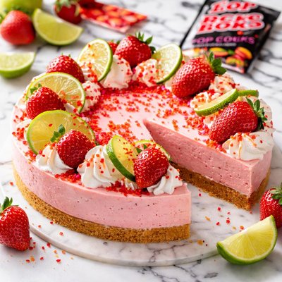 Image of Pop Rocks No Bake Strawberry Lime Cheesecake