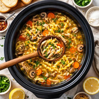 Image of Pork and Noodle Crock Pot Soup