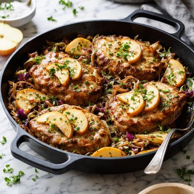 Image of Pork Apple and Cabbage Skillet