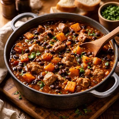 Image of Pork Black Bean and Sweet Potato Stew Pressure Cooker