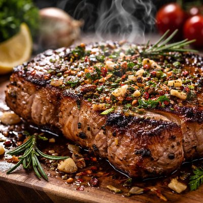 Image of Pork Blade Steak with Garlic Herb
