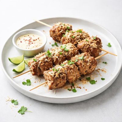 Image of Pork Brochettes with Shredded Coconut