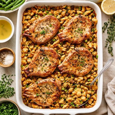 Image of Pork Chop and Stuffing Bake