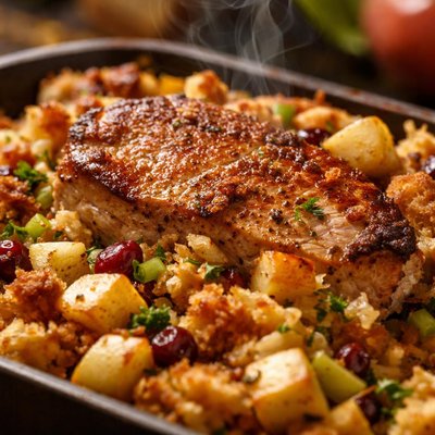 Image of Pork Chop Stuffing and Apple Bake