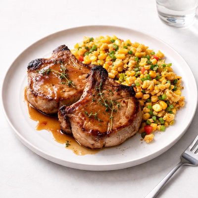 Image of Pork Chops and Corn Dressing