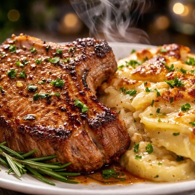 Image of Pork Chops and Creamy Potato Scallop