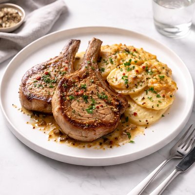 Image of Pork Chops and Scalloped Potatoes