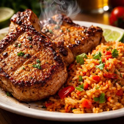 Image of Pork Chops and Spanish Rice