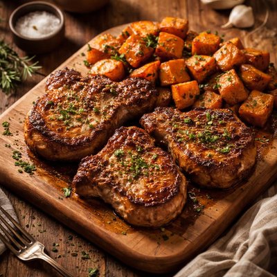 Image of Pork Chops and Sweet Potatoes