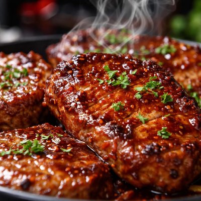 Image of Pork Chops in a Cola Ketchup Sauce