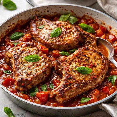 Image of Pork Chops in a Tomato Sauce