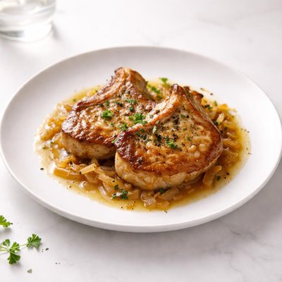 Image of Pork Chops in Onion Sauce Schweinekotelett in Zwiebelsosse