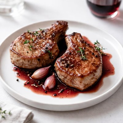 Image of Pork Chops in Red Wine Sauce
