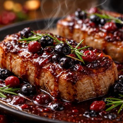 Image of Pork Chops in Tea Berry Sauce