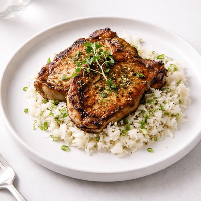 Image of Pork Chops on Rice