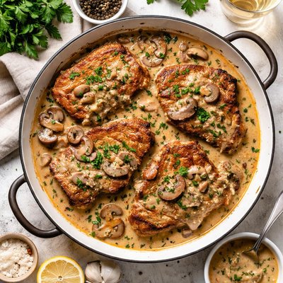 Image of Pork Chops Smothered in Mushroom Gravy