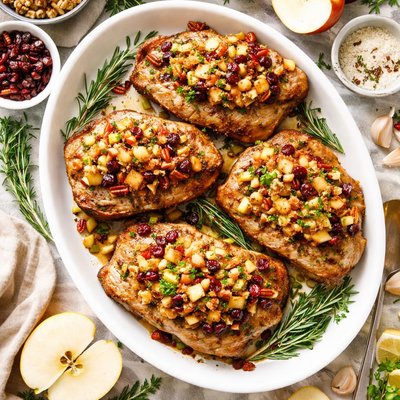Image of Pork Chops W Apple Cranberry Stuffing