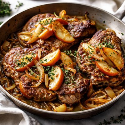 Image of Pork Chops with Apple and Onion