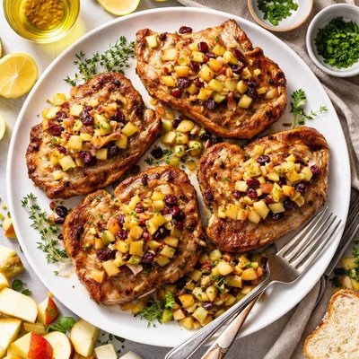 Image of Pork Chops with Apple Dressing