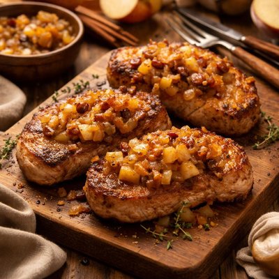 Image of Pork Chops with Apple Ginger Chutney
