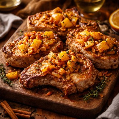 Image of Pork Chops with Apple Orange Sauce