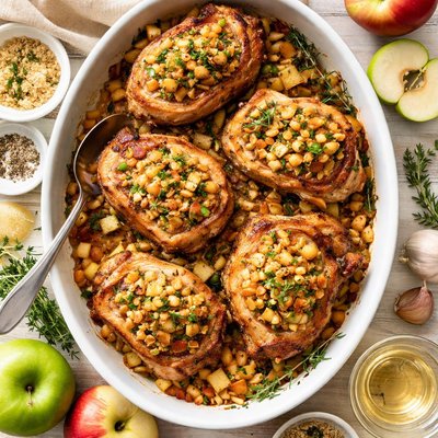 Image of Pork Chops with Apples Stuffing