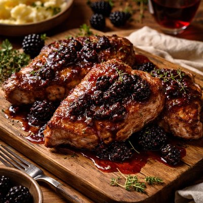 Image of Pork Chops with Blackberry Zinfandel Sauce