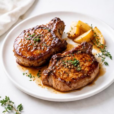 Image of Pork Chops with Brown Sugar Cider Glaze