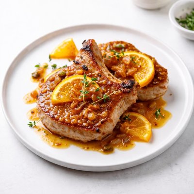 Image of Pork Chops with Caramelized Orange Sauce