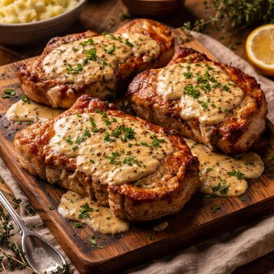 Image of Pork Chops with Dijon Cream Sauce