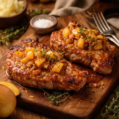 Image of Pork Chops with Ginger Pear Sauce