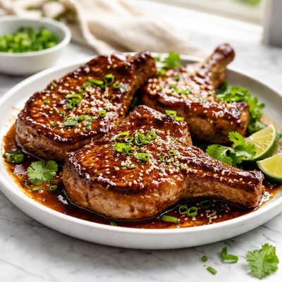 Image of Pork Chops with Ginger Soy Glaze