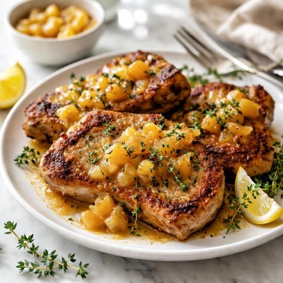 Image of Pork Chops with Golden Applesauce