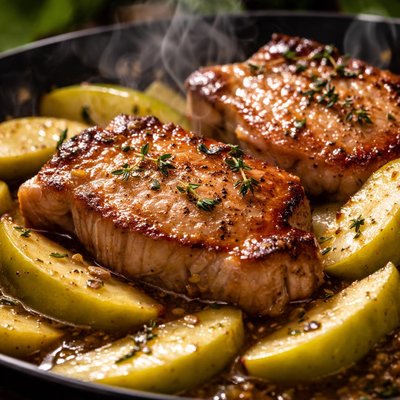Image of Pork Chops with Granny Smith Apples