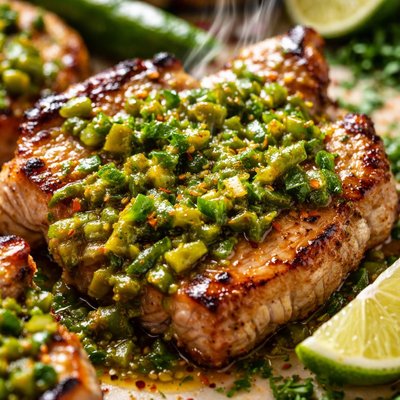Image of Pork Chops with Green Chilli Sauce