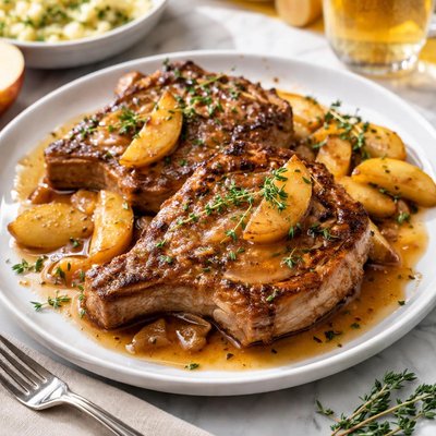 Image of Pork Chops with Hard Cider Pan Sauce