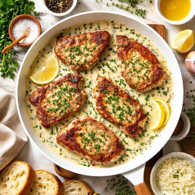Image of Pork Chops with Herbed Cream Sauce