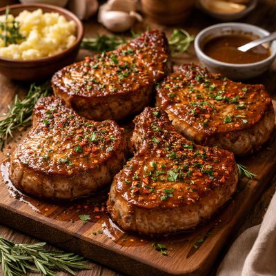 Image of Pork Chops with Horseradish Maple Glaze