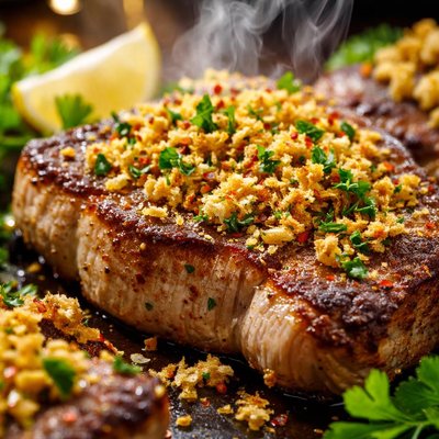 Image of Pork Chops with Lemony Bread Crumbs