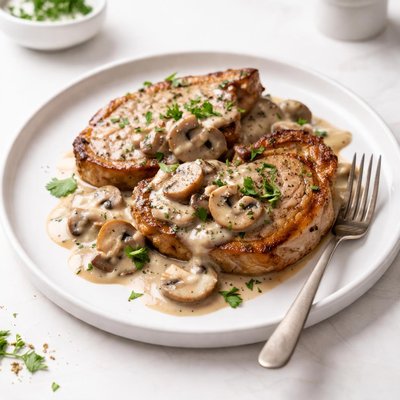 Image of Pork Chops with Mushroom Cream Sauce Low Carb