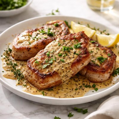 Image of Pork Chops with Mustard Sauce