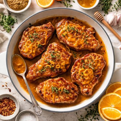 Image of Pork Chops with Orange Mustard Sauce