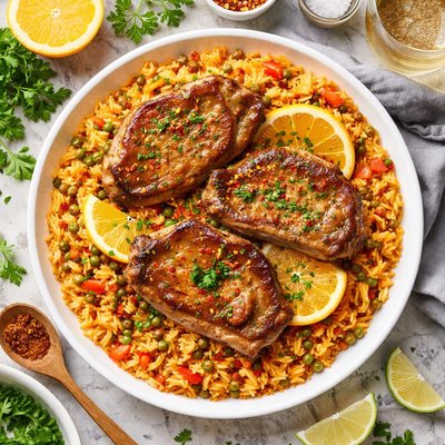 Image of Pork Chops with Orange Rice
