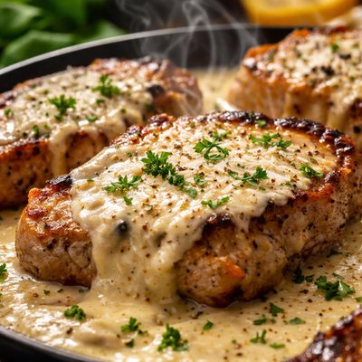 Image of Pork Chops with Parmesan Sauce
