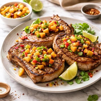 Image of Pork Chops with Peach Salsa