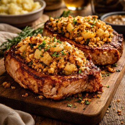 Image of Pork Chops with Savory Apple Stuffing
