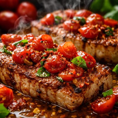 Image of Pork Chops with Seasoned Tomatoes